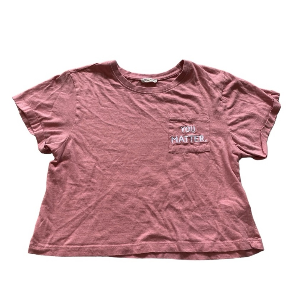 Good Vibes Only Juniors Pink Crop Top